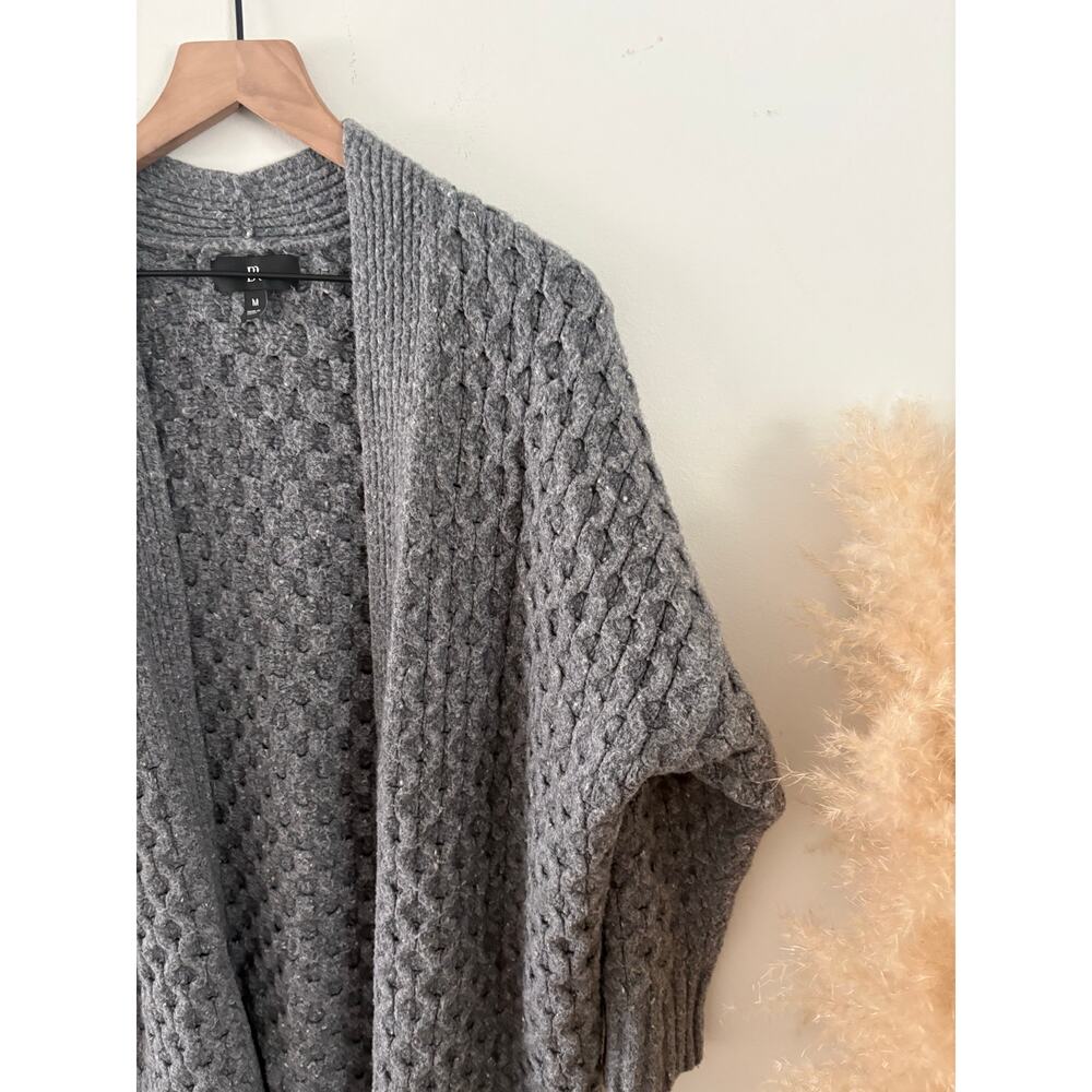 Banana Republic Bariloche Honeycomb Cardigan Medium Gray Textured Open Front - Picture 3 of 6